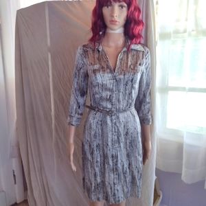 Belted silk shirtdress